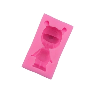 Pink silicone mold for bear-shaped fondant, chocolate, and cake decorating crafts