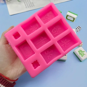 Moule en silicone rose pour chocolats Mahjong et pâtisserie avec caractères chinois