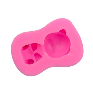Pink silicone bear mold for chocolate and resin DIY decorations with two-cavity design
