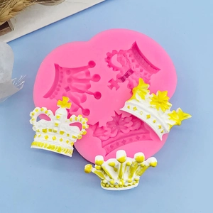 3 Cavity Crown Silicone Mold Princess Royal King Crown Shape Fondant Chocolate Silicone Cake Mold For Birthday Cake Decorating Baking Tools