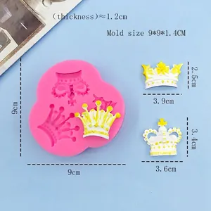 Pink silicone crown mold with three styles for fondant and cake decorating 9x9cm