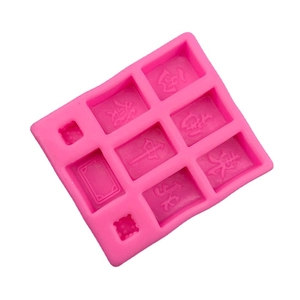 Moule Mahjong en silicone rose à 8 cavités pour chocolat et fabrication de savon DIY