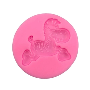 Pink circular silicone mold with a cute zebra shape for cake decorating and DIY crafts