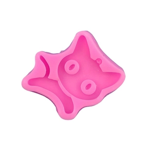 Pink silicone mold featuring cute cartoon cat and fish designs for DIY resin crafts