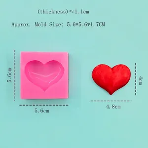 Pink heart silicone mold for DIY soap or cake with dimensions 5.6x5.6x1.7cm