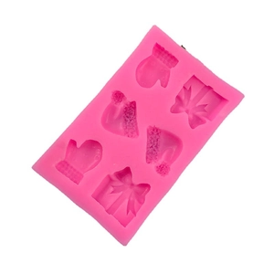 Christmas silicone mold with gift box and glove shapes for DIY fondant and chocolate baking