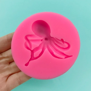 Pink silicone octopus mold for DIY chocolate, fondant cakes and handmade soap crafts
