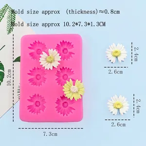 Moule en silicone marguerite à 6 cavités pour savon et chocolat DIY 10,2x7,3cm