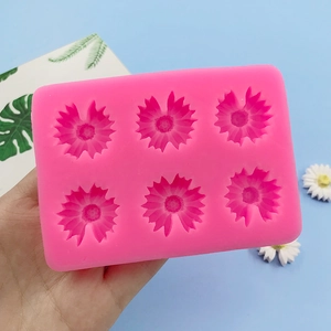 Moule en silicone rose à 6 cavités en forme de marguerite pour chocolat et DIY