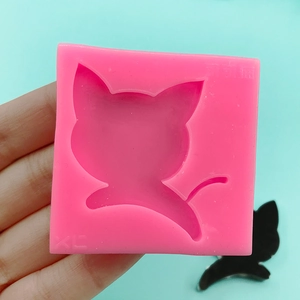 Pink silicone cartoon cat mold for DIY fondant cake decorations and chocolate crafts