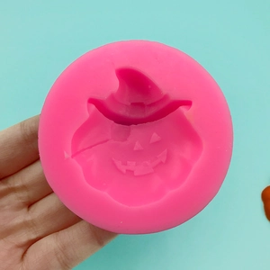 Pink silicone pirate pumpkin mold for Halloween baking and handmade candle making