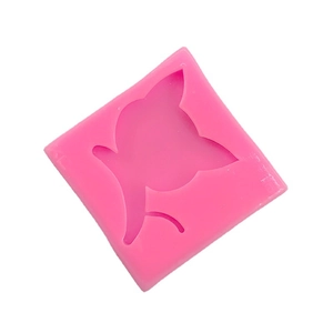 Pink square silicone mold with cat head silhouette for DIY fondant and cake decorating