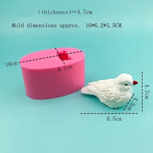 Pink food-grade bird silicone mold with 3D pigeon resin gypsum casting finished product