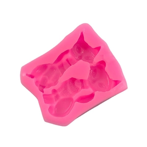 Pink silicone fox shape mold for fondant cake decoration and DIY resin crafts