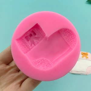 Pink silicone Christmas stocking mold for DIY fondant cake and chocolate baking decoration