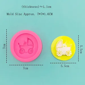 Pink silicone baby stroller mold for DIY cake fondant and chocolate making