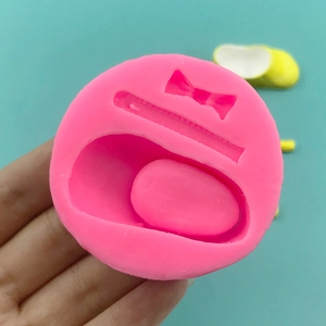 Moule en silicone rose avec nœuds de chaussures pour bébé pour gâteaux et loisirs créatifs