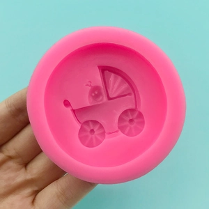 Pink silicone stroller mold for DIY fondant cake decorating and chocolate crafting