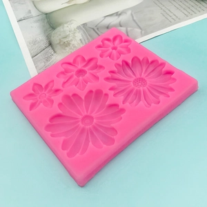5-cavity daisy silicone mold for fondant, aromatherapy stone, and cake decorating