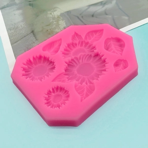 Pink silicone daisy flower mold for DIY chocolate fondant and cake decorations