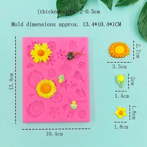Moule en silicone tournesol et marguerite pour décoration de gâteaux et chocolat fondant