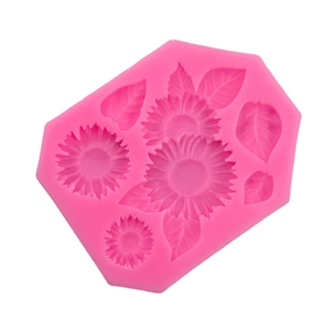 Pink silicone daisy flower mold for fondant cake decor and DIY aromatherapy stones