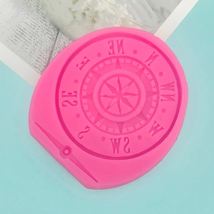 Macro detail of a pink silicone compass mold for DIY fondant and chocolate decoration