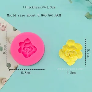 Pink succulent flower silicone mold for DIY cake fondant and resin craft decoration