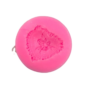Pink heart rose flower silicone mold for chocolate mousse and candle making