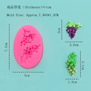 Grape silicone mold for chocolate and candle making with detailed size measurements