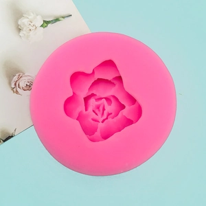 Macro detail of a pink succulent rose flower silicone mold for DIY cake decorating crafts