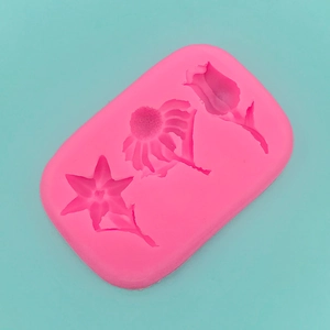 Detailed macro view of pink silicone flower mold for baking and clay crafts
