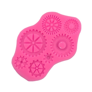 Pink punk gear silicone mold for DIY fondant chocolate and wax seal stamp crafts