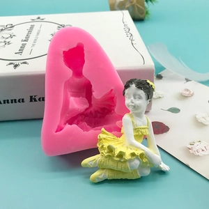 Stampo in Silicone Fai da Te Ragazza di Balletto Carino Fondente Cioccolato Torta Stampo da Forno Gesso Candela Artigianale Rosa