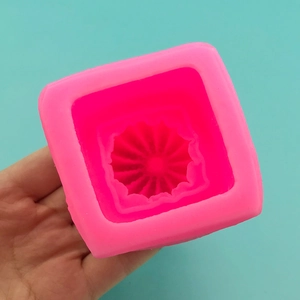 Bright pink square silicone mold for 3D succulent candles and DIY mousse cakes