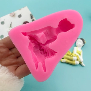 Stampo in silicone rosa ballerina per candele fai-da-te e torte con figura di ragazza