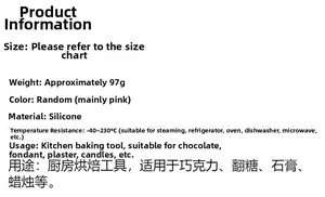 Detailed chart of heat-resistant silicone cake lace mold for fondant and chocolate DIY