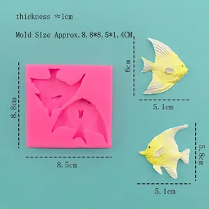 Moule en silicone rose pour décoration de gâteaux poissons tropicaux et saumon