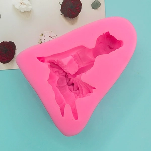 Stampo in silicone rosa dettagliato per fondant con elegante design di ballerina in 3D
