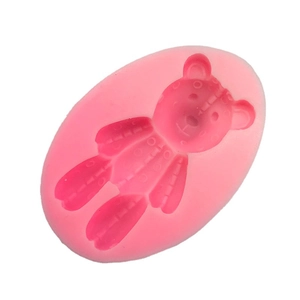 Pink silicone bear mold for chocolate, cake decorating, and DIY plaster crafts