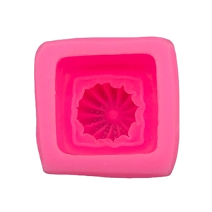 3D succulent cactus silicone mold for DIY candles and cakes, square rose red design