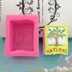 3D Tree Pattern Silicone Mold For Cake Decorating Natural Letter Fondant Mold DIY Soap Gypsum Resin Craft Making Tool Pink