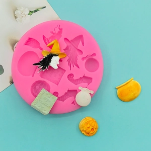 Halloween witch and pumpkin silicone mold for DIY chocolate and fondant cake decoration