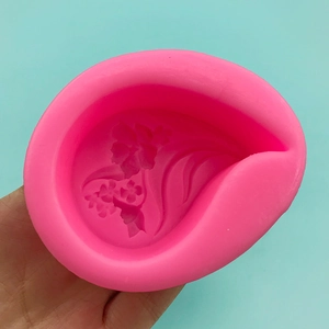 Bright pink silicone flower leaf mold for 3D soap making and fondant cake decoration