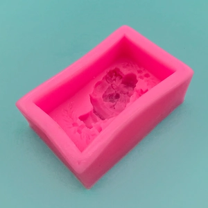 3D Santa Christmas series pink silicone mold with floral relief for DIY soap and chocolate