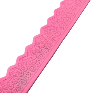 Pink silicone lace flower mold for fondant cake borders and chocolate diy baking