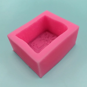 Pink rectangular silicone mold with starry flower 3D relief for DIY soap and resin