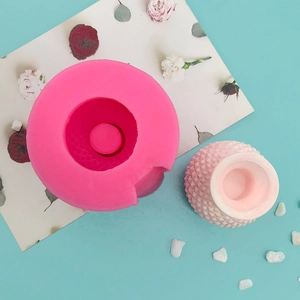 3D pink silicone vase mold for DIY plaster craft and decorative flower holder tools