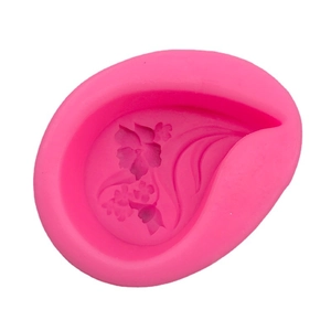 3D flower and leaf silicone mold for soap and cake decorating in bright pink color