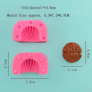 3D walnut shaped silicone mold for mousse cakes and chocolates with woven texture details